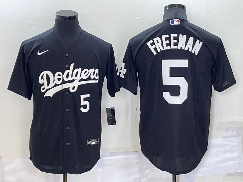 Men Los Angeles Dodgers 5 Freddie Freeman Black Inversion Nike 2022 MLB Jersey
